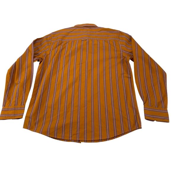 VSTR Premium Button Up Shirt Men's Large Orange Striped Long Sleeve Collared - Picture 2 of 9
